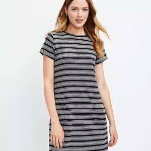 Loft Striped Sweatshirt Pocket Tee Dress Size Medium